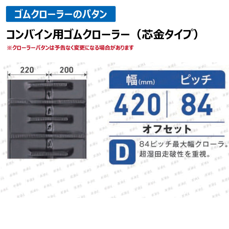 KBL コンバイン 4244NS 420-84-44 D-off ゴムクローラー
