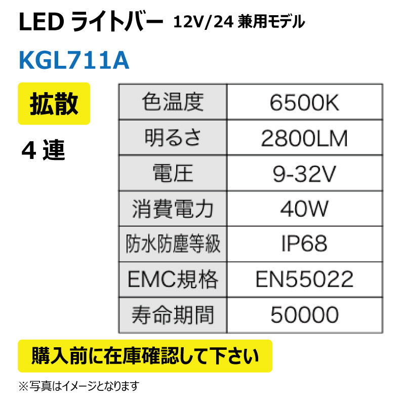 LEDライトバー (4連/拡散)KGL711A