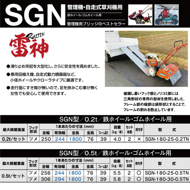昭和ブリッジ 雷神 SGN型 0.2t・0.5t 管理機用