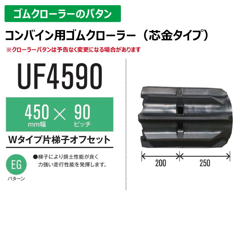 【UF4590 450-90-*】TN コンバイン用ゴムクローラー