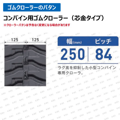 KBL コンバイン 2531N8 250-84-31 ゴムクローラー
