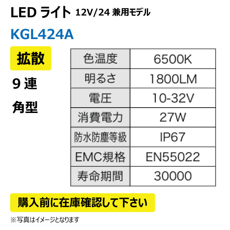 LEDライト （9連/角型/拡散）KGL424A